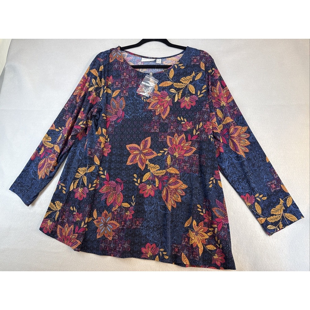 Susan Graver Women's Size 1XP Blouse In Petite Multicolor Longsleeve Petite
